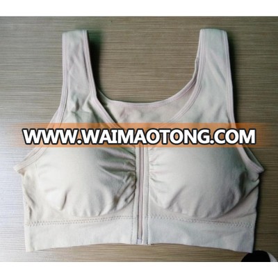 Front zip compression Genie bra with removable bra cups